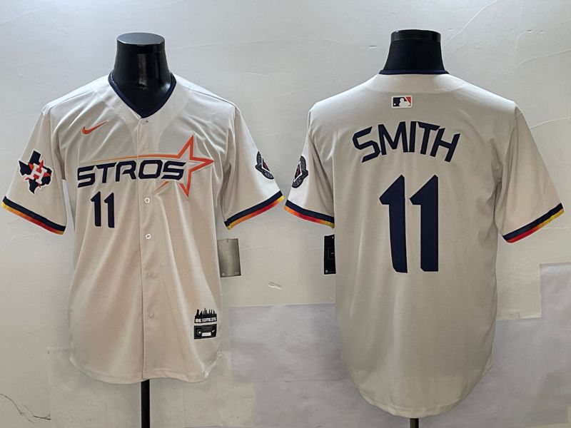 Men Houston Astros #11 Smith Cream three generations Joint Name Nike 2025 MLB Jersey style 4171